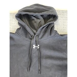 Under Armour Coldgear Hoodie Size Small Black Loose Fit Pullover Center Logo